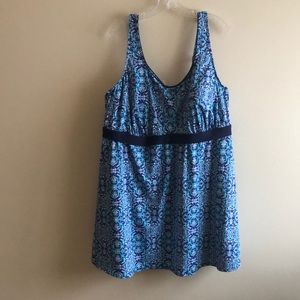 Lands End 26W swim dress. Adjustable straps. Pretty shades of blue.